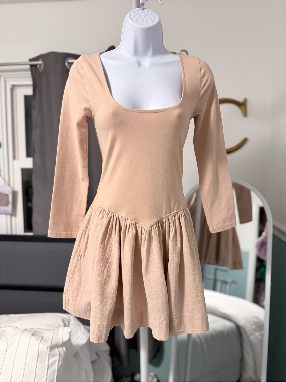 Women's Square Neck Long Sleeve Dress